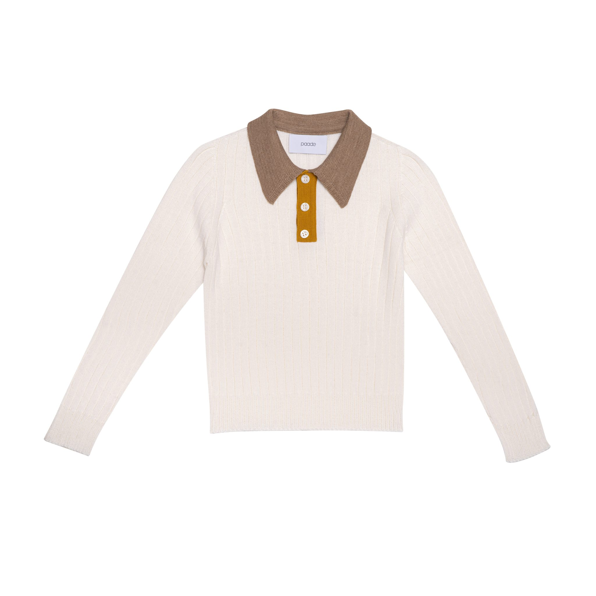 Wool Seamless Knit Poloshirt White