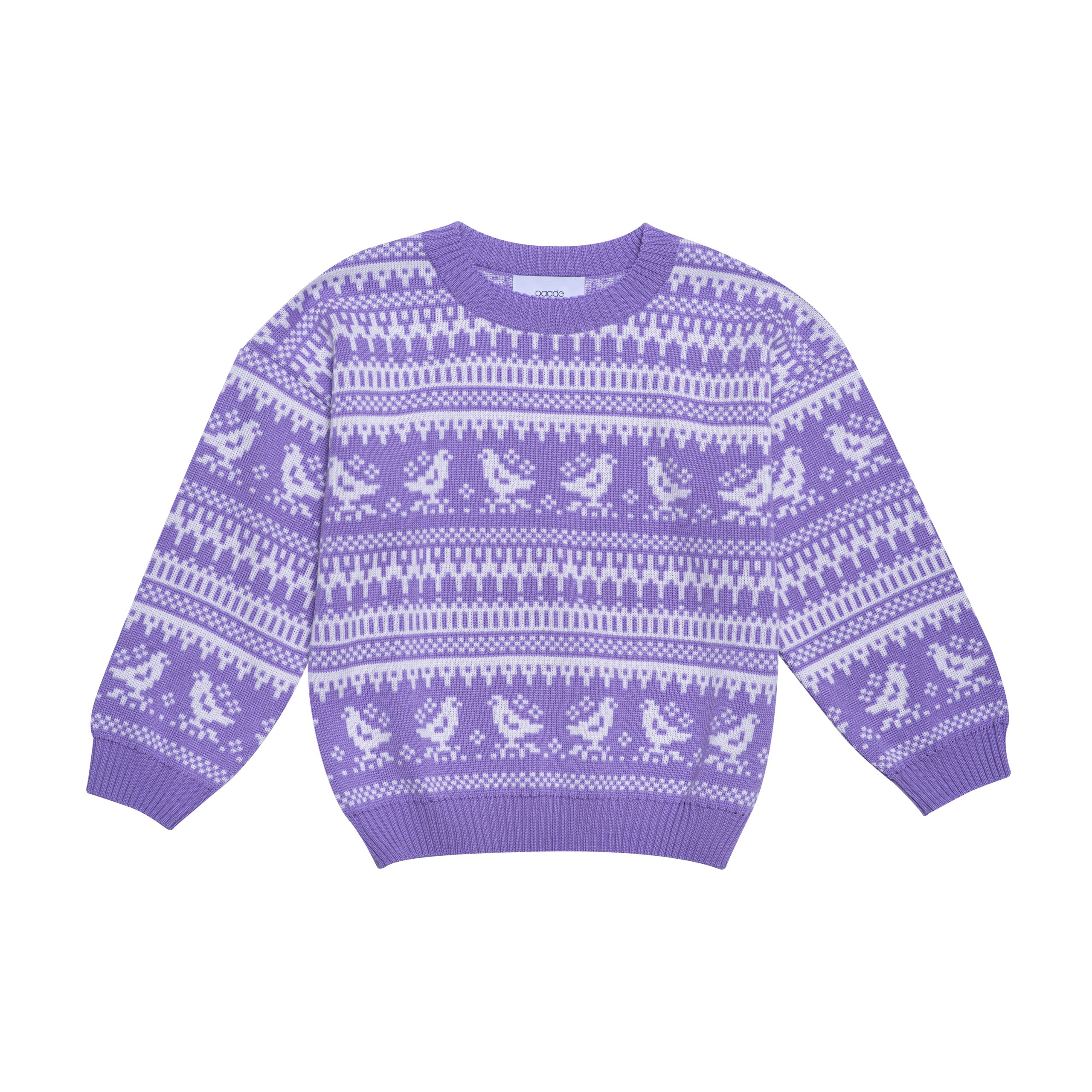 Wool Sweater Bird Violet