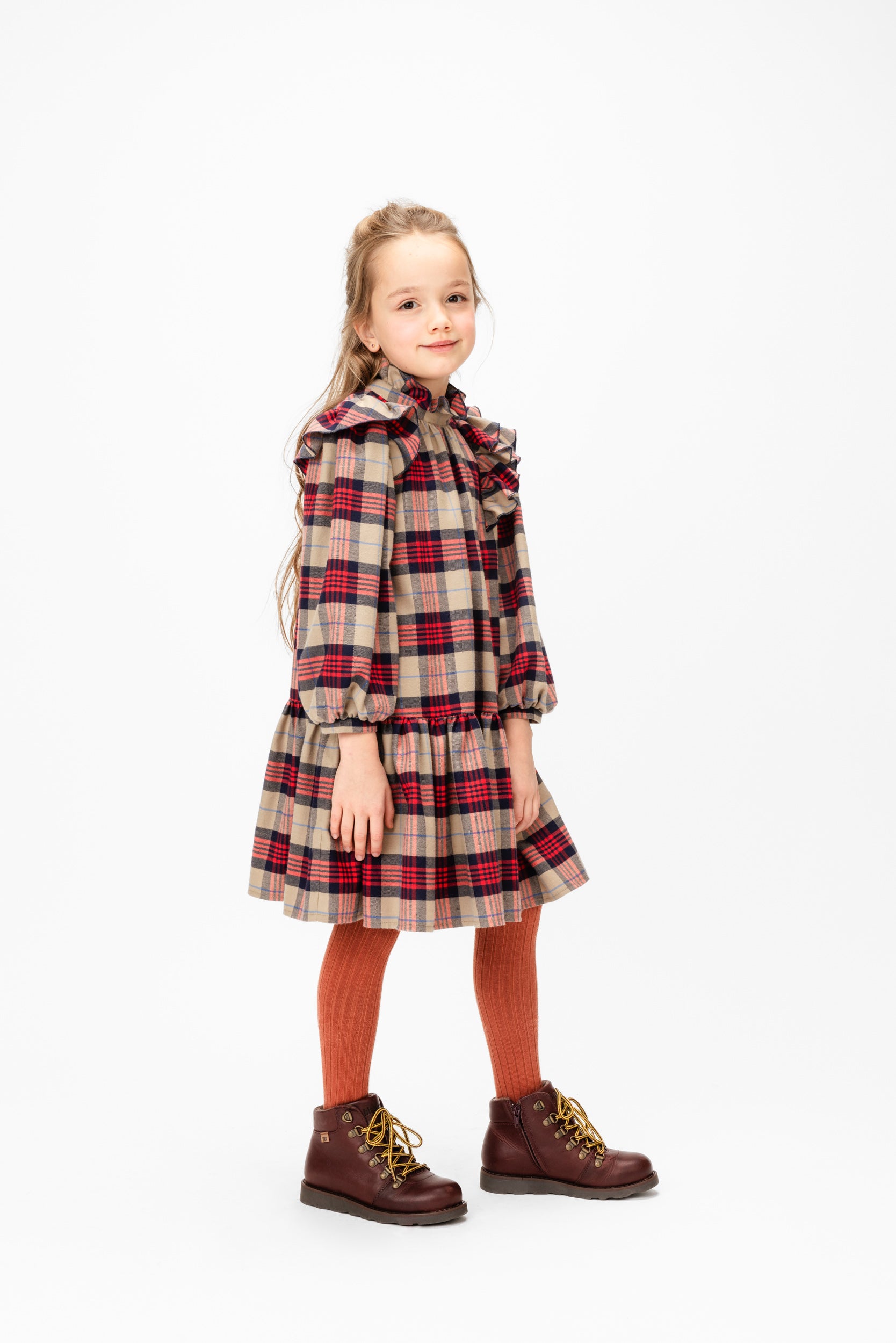 Paade mode girls Oxford dress outlet green plaid