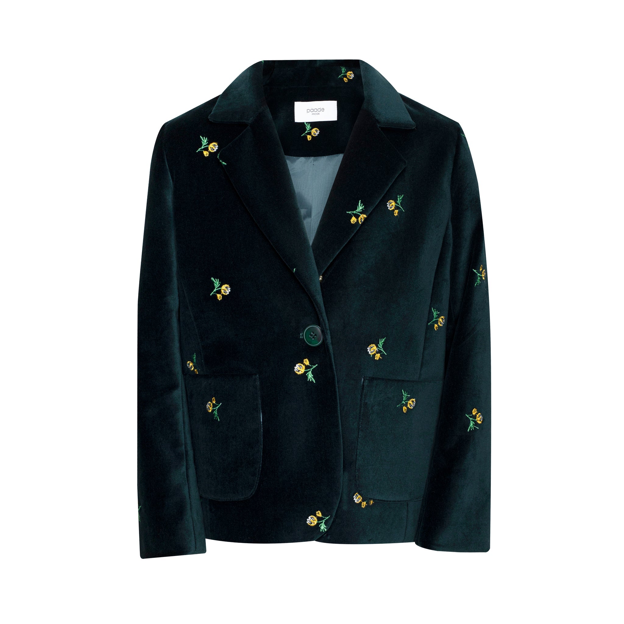 Cotton Velvet Blazer Emerald, Green