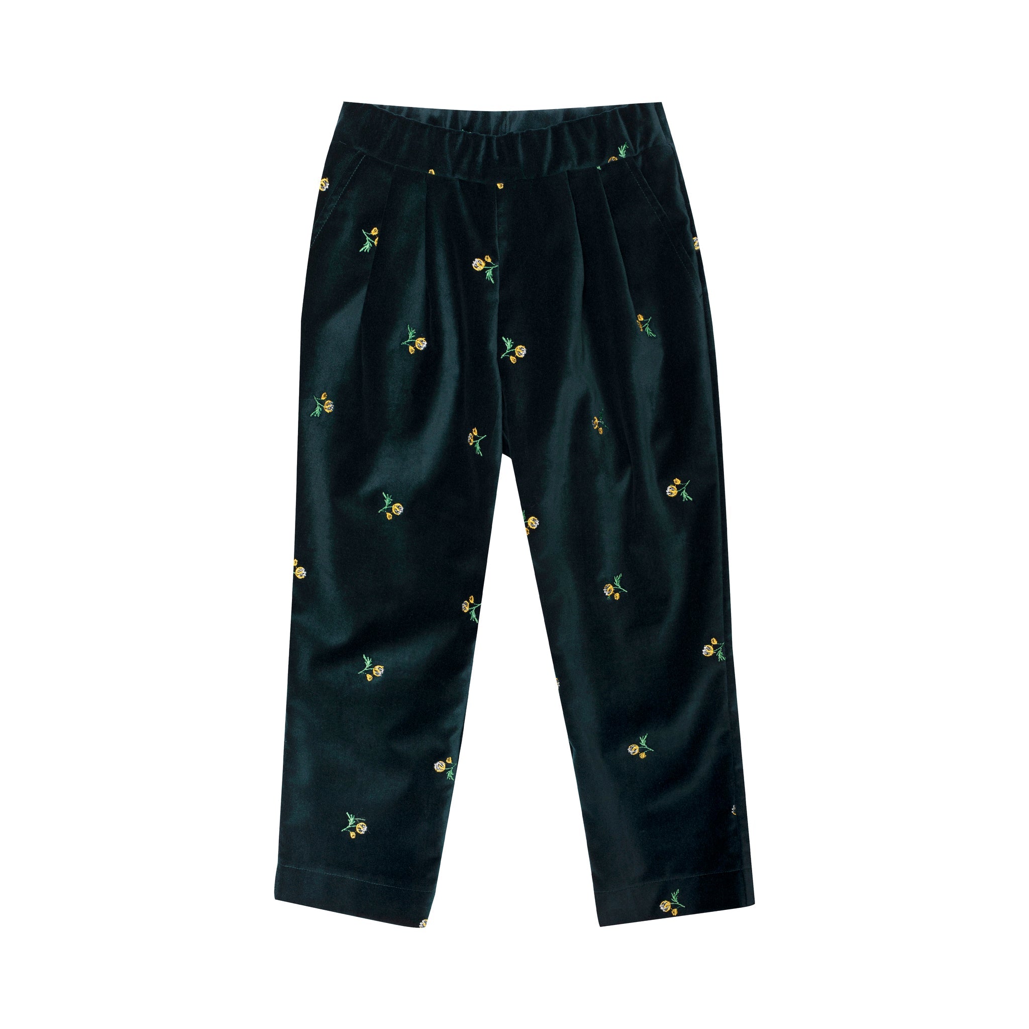 Cotton Velvet Trousers Emerald, Green