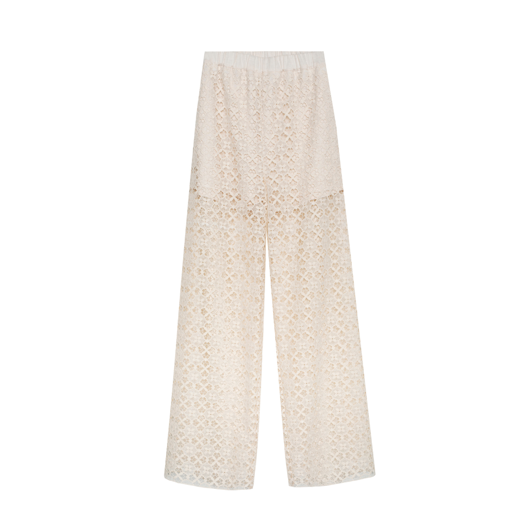 Lace Trousers White Sand Woman, Beige