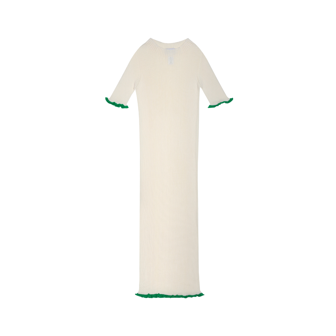 Seamless Knit Dress Wave Woman, White