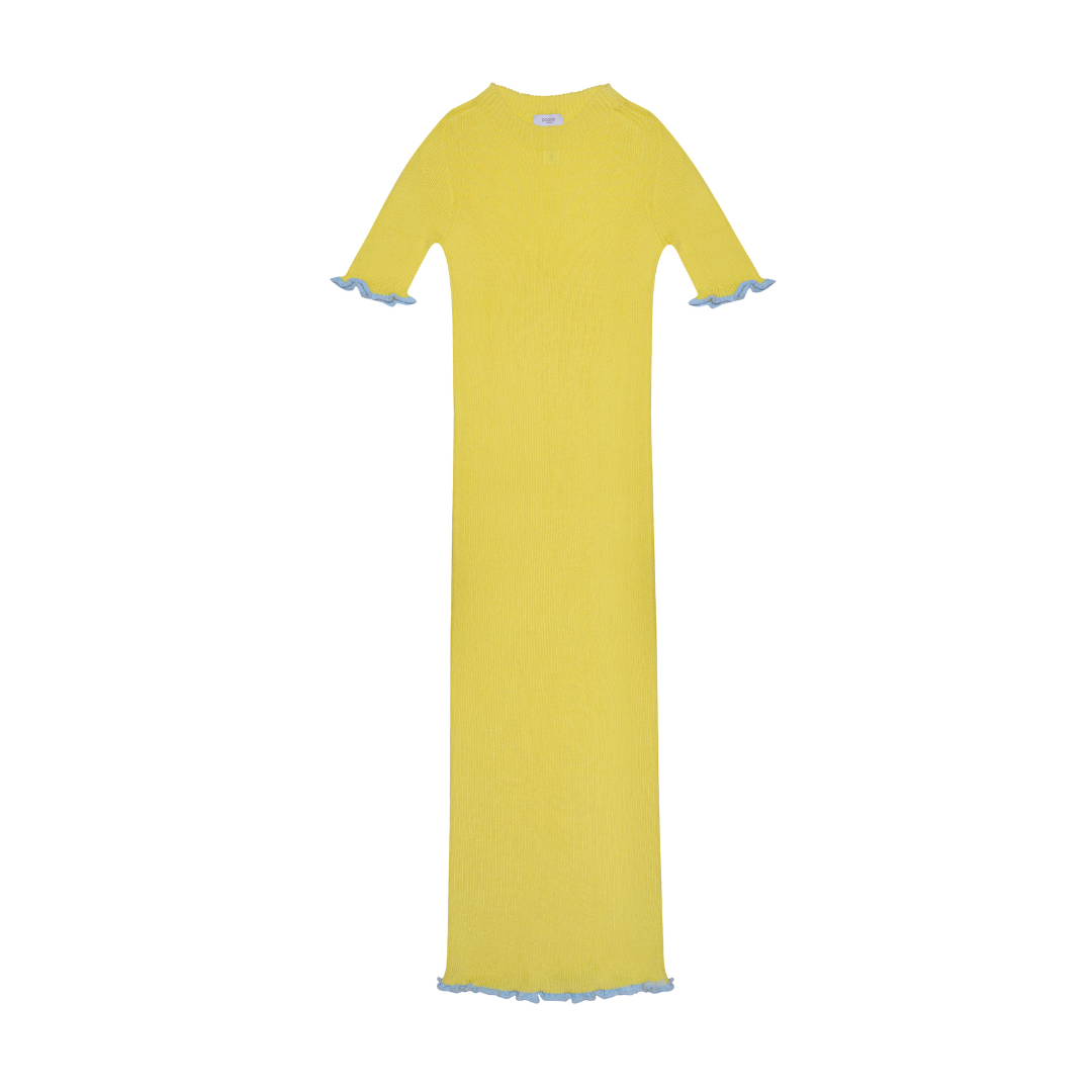 Seamless Knit Dress Wave Woman, Yellow