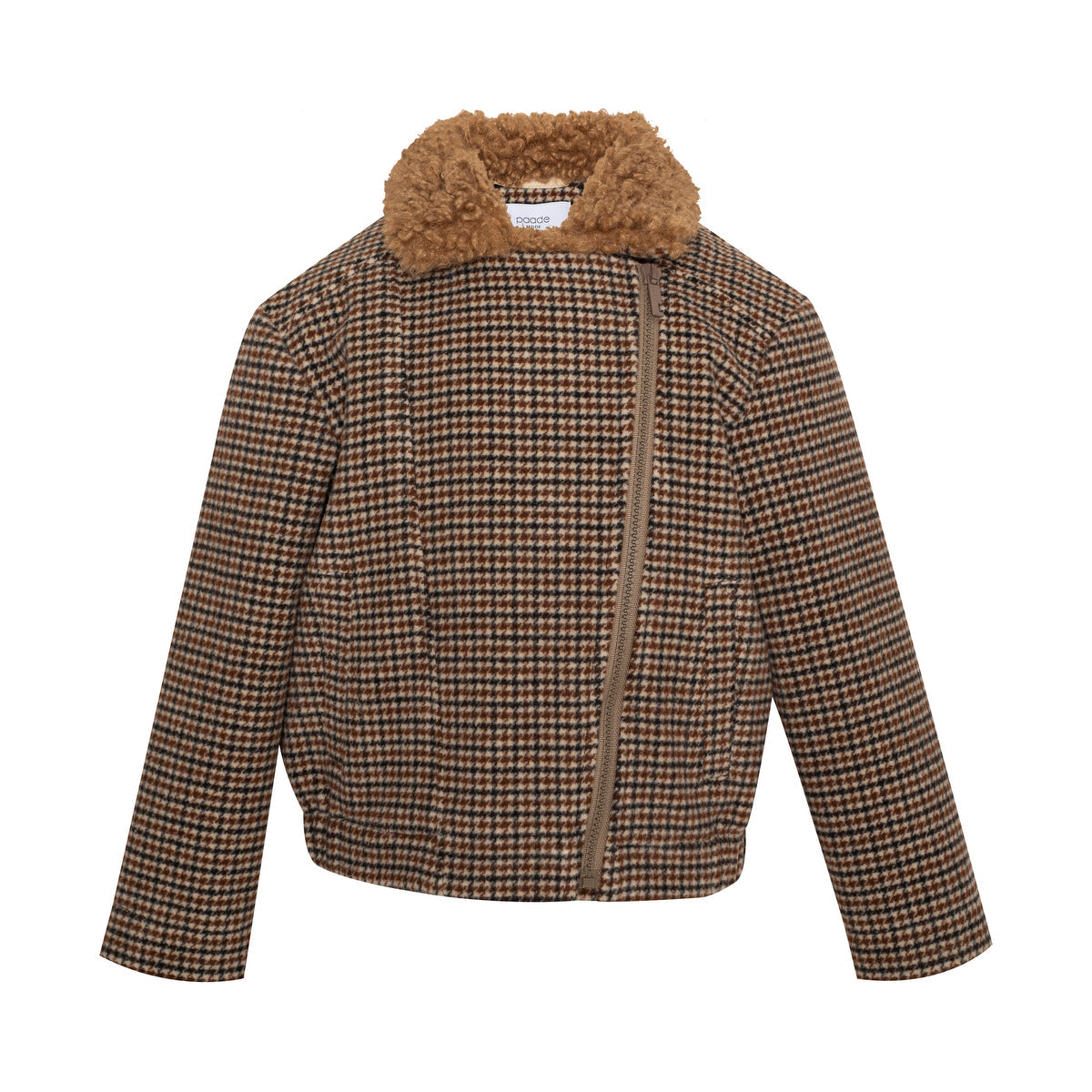 Virgin Wool Jacket Houndstooth, Brown