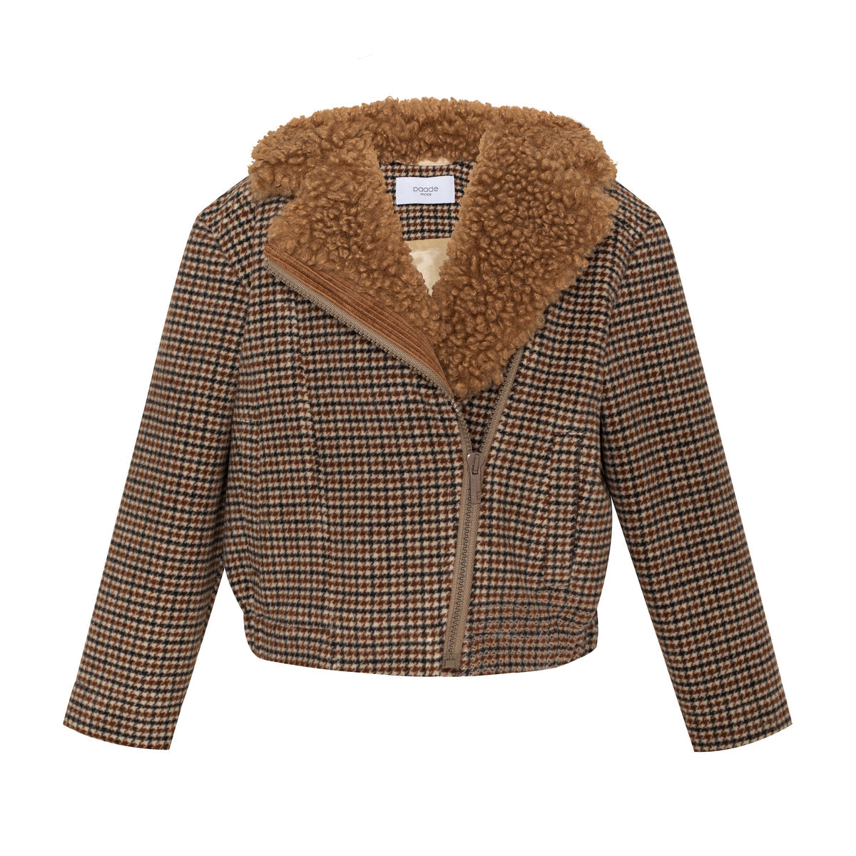 Virgin Wool Jacket Houndstooth, Brown