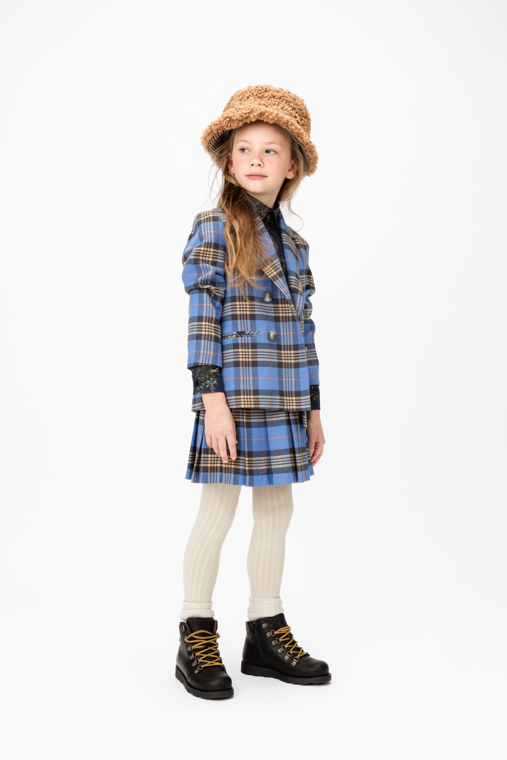 Cotton Skirt Tartan Plaid, Blue