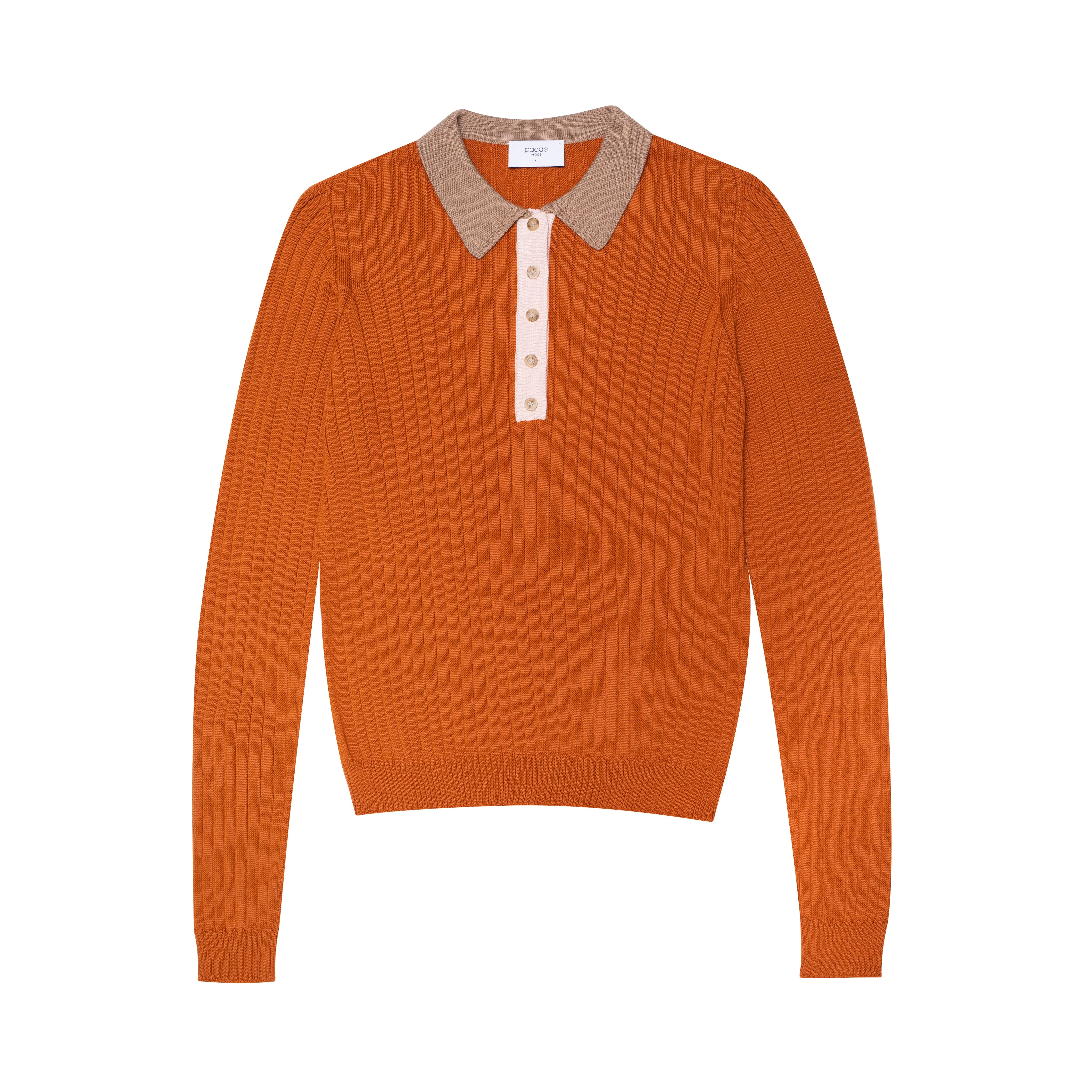 Seamless Knit Women's Poloshirt, Orange