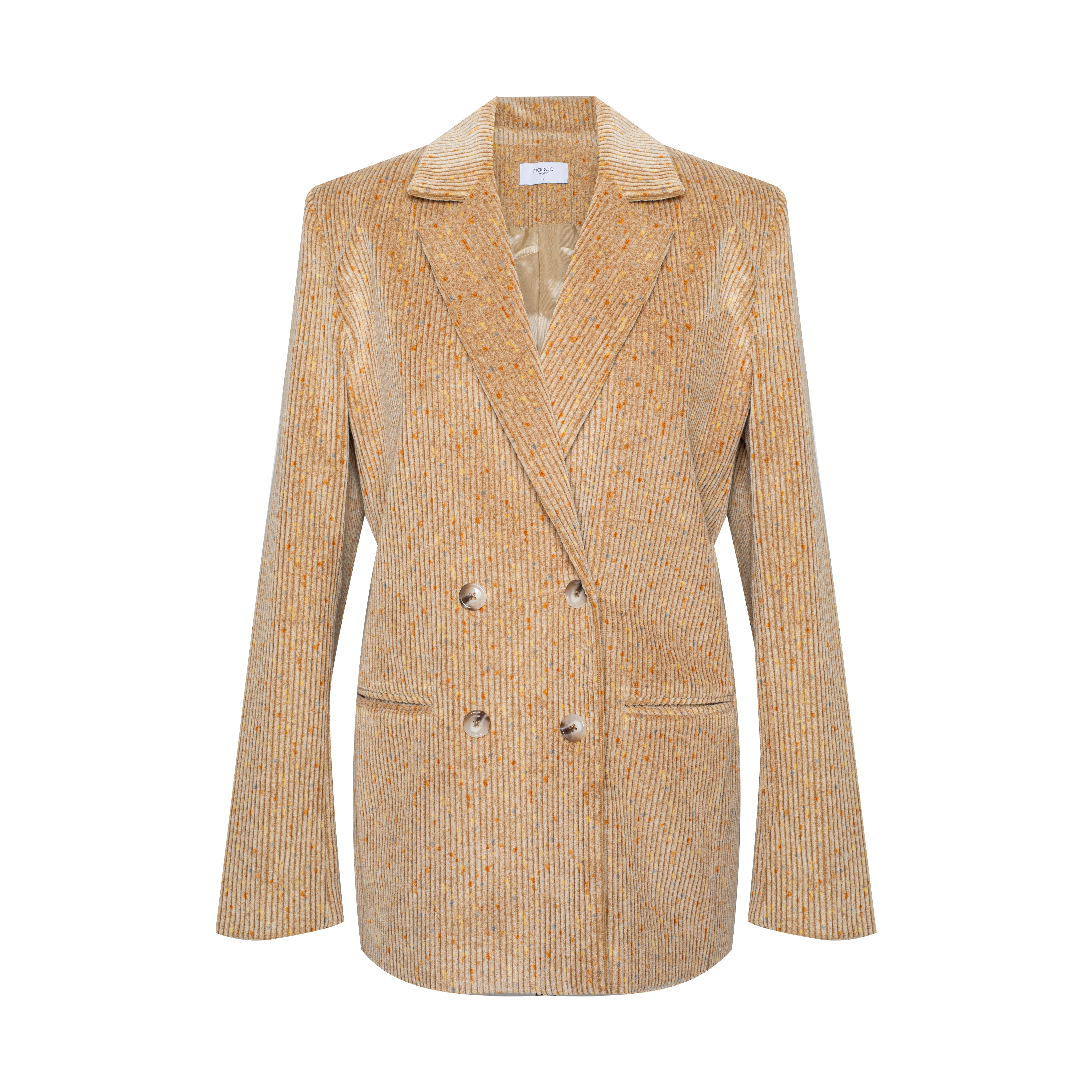 Women's Double Breasted Blazer Melange, Camel