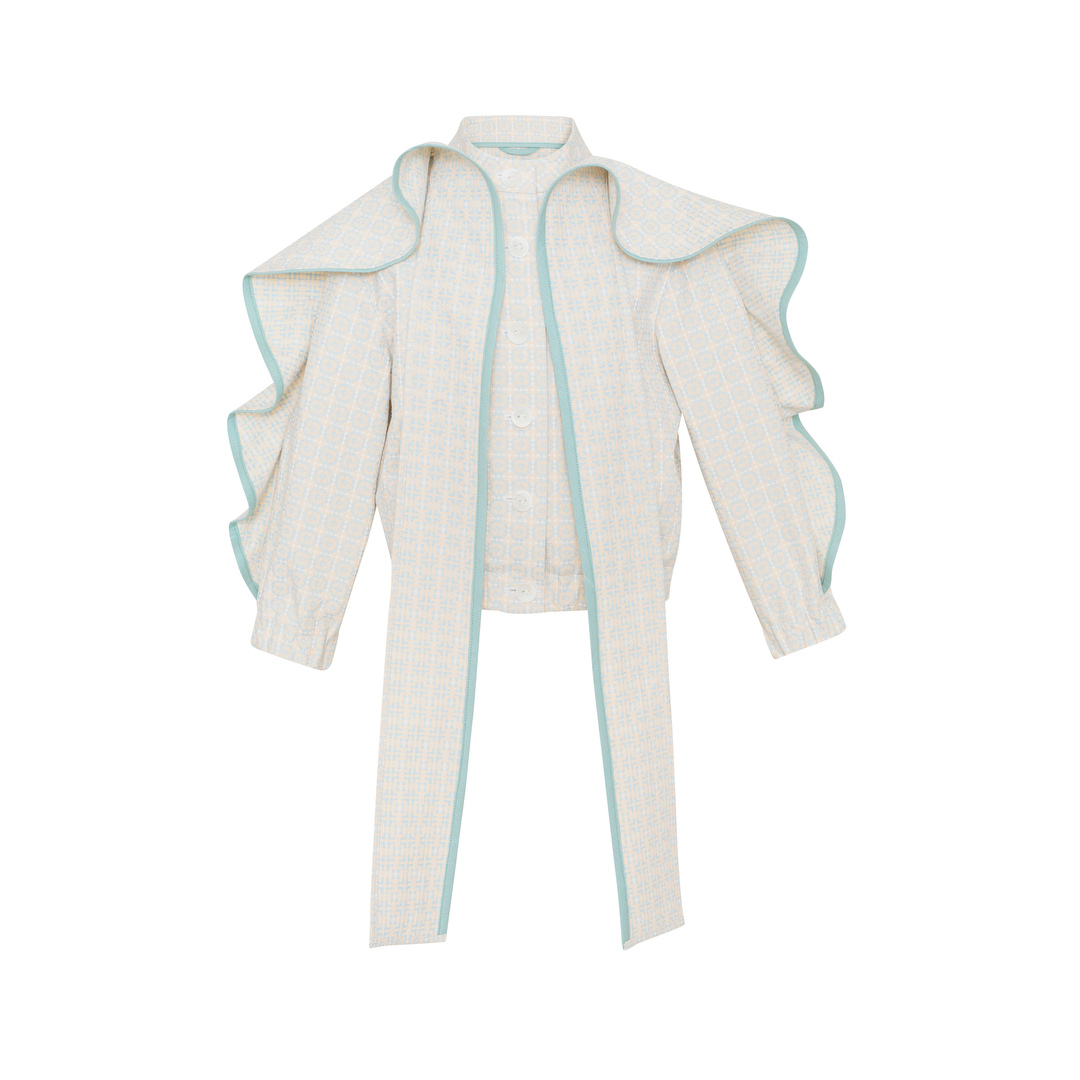 Cotton Jacket With Ruffles Baltic, Beige
