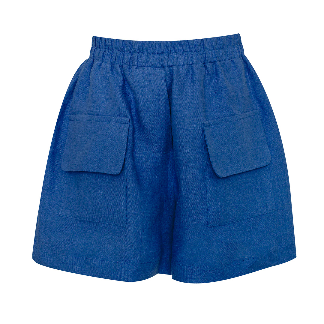 Linen Shorts With Pockets Cruise, Blue